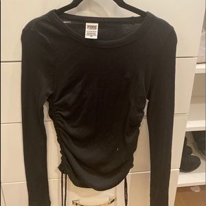 Black scrunched long sleeve shirt from Pink